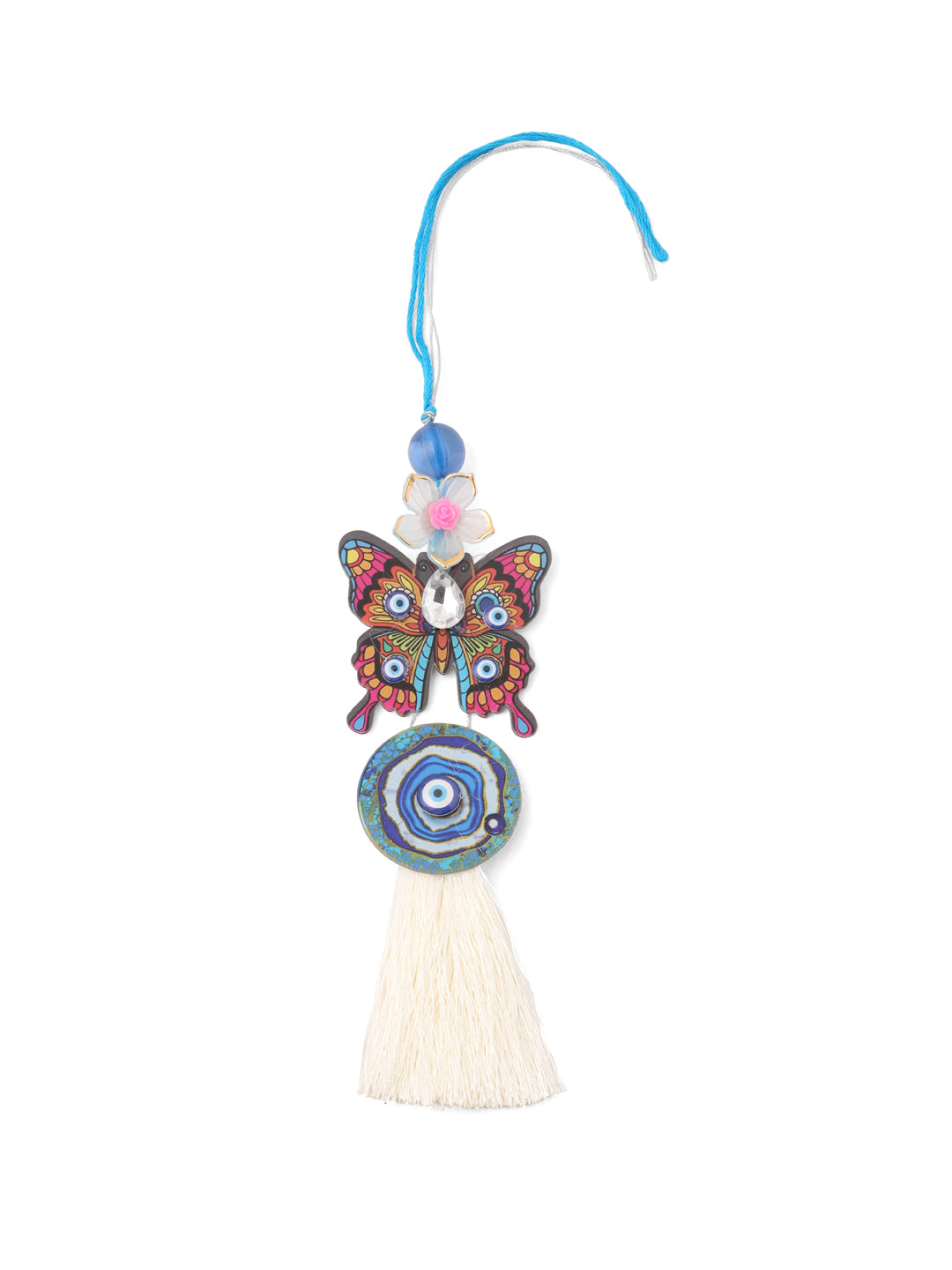 NVR Blue Evil Eye Artificial Beads Set of 2 Bhaiya Bhabhi Rakhi Combo | Swadesiicart