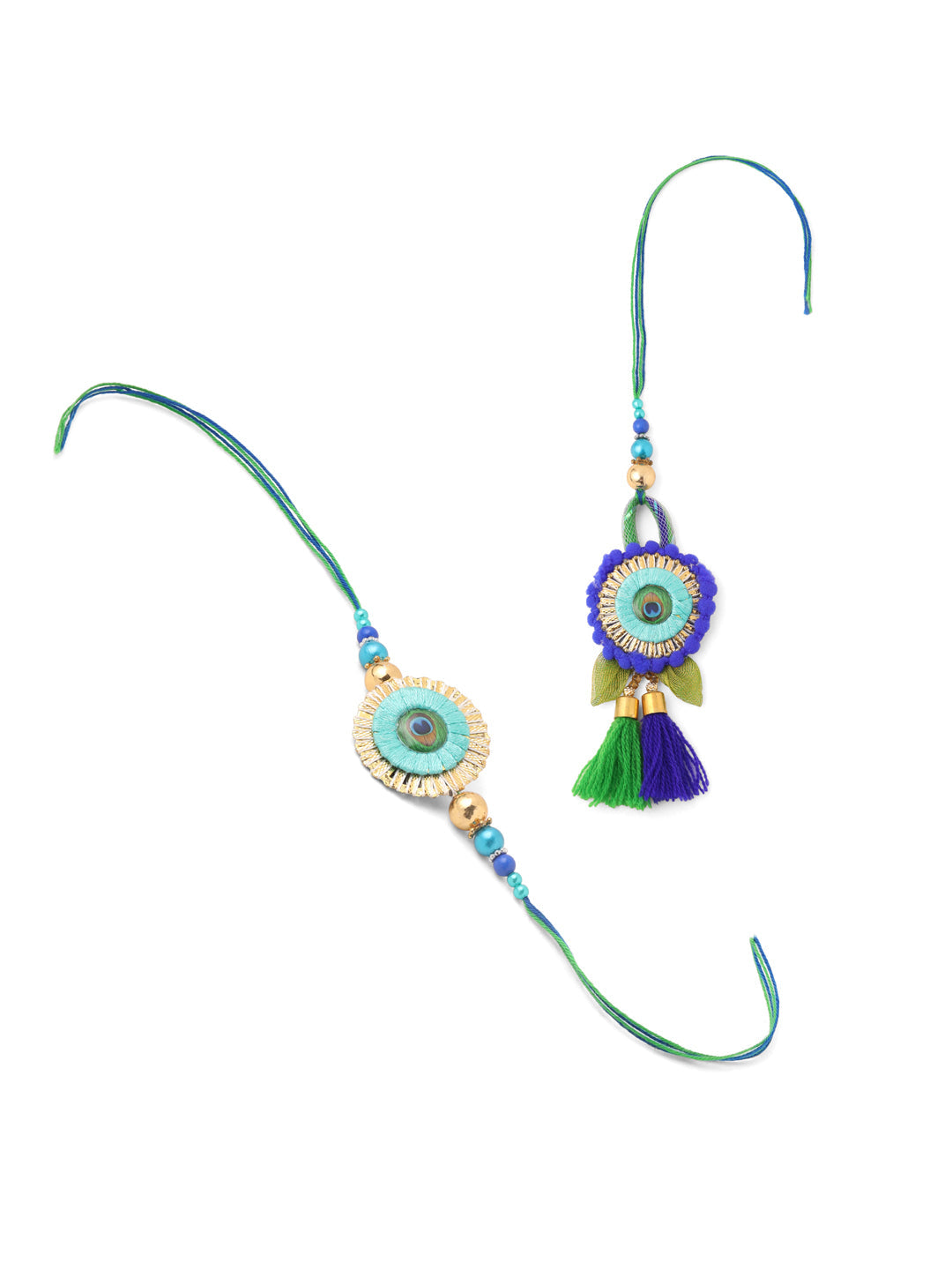 NVR Set of 2 Multicolor Artificial Beads Bhaiya Bhabhi Rakhi Combo | Swadesiicart