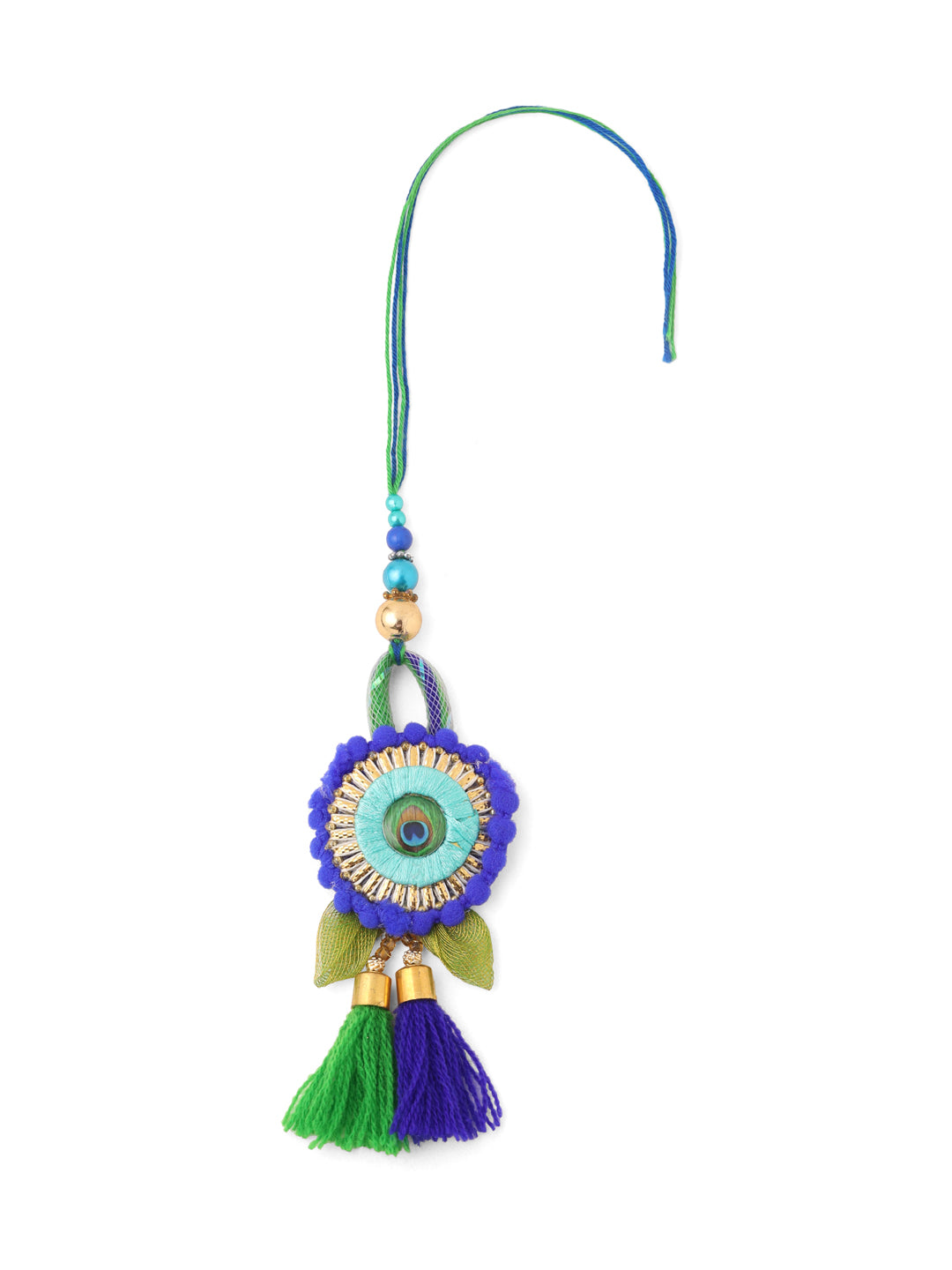 NVR Set of 2 Multicolor Artificial Beads Bhaiya Bhabhi Rakhi with Roli Chawal Chandan & Mishri - Swadesiicart