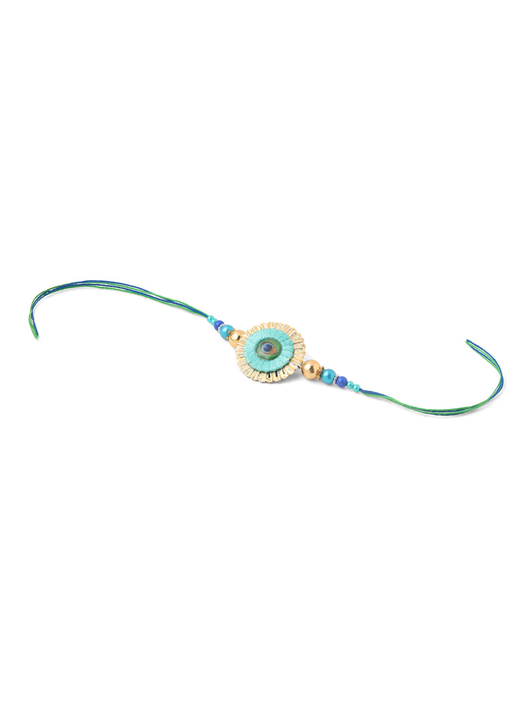 NVR Set of 2 Multicolor Artificial Beads Bhaiya Bhabhi Rakhi with Roli Chawal Chandan & Mishri - Swadesiicart