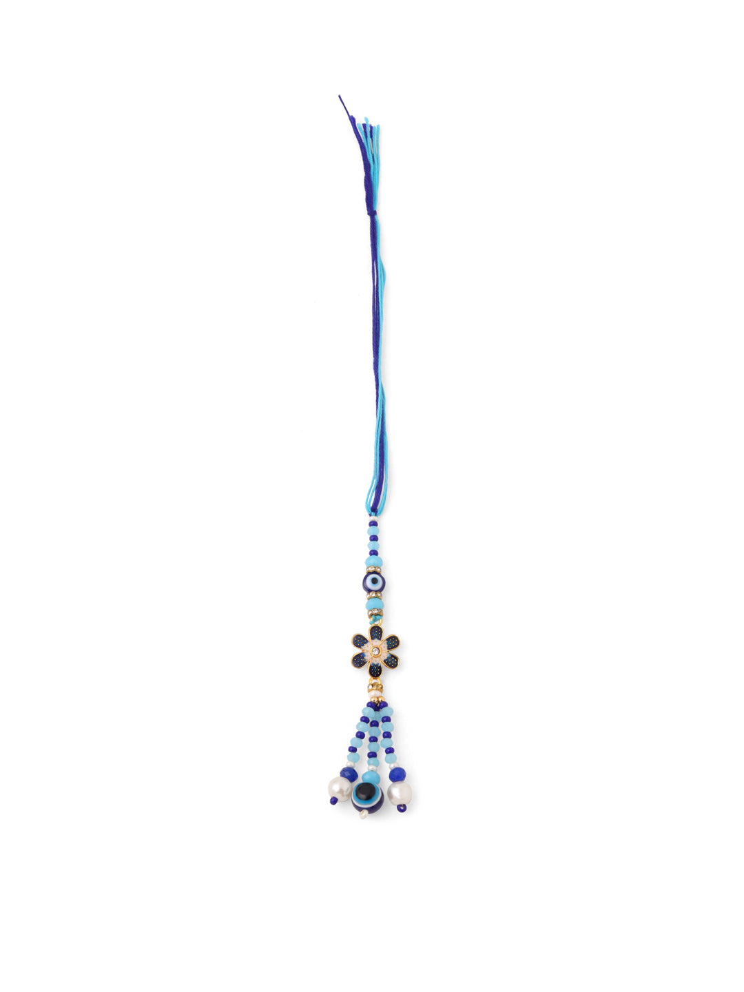 NVR Set of 2 Blue Artificial Beads Evil Eye Bhaiya Bhabhi Rakhi Combo | Swadesiicart