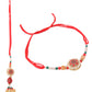 NVR Set of 2 Red Artificial Stones and Beads Bhaiya Bhabhi Rakhi Combo | Swadesiicart