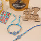 NVR Set of 2 Blue Evil Eye Floral Design Bhaiya Bhabhi Rakhi Combo | Swadesiicart