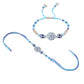 NVR Set of 2 Blue Evil Eye Floral Design Bhaiya Bhabhi Rakhi Combo | Swadesiicart