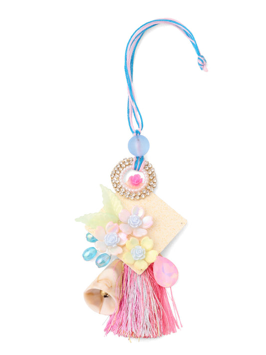 NVR Set of 2 Multicolor Artificial Stones & Beads Floral Design Bhaiya Bhabhi Rakhi Combo | Swadesiicart