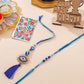 NVR Set of 2 Blue Evil Eye Artificial Stones & Beads Bhaiya Bhabhi Rakhi Combo | Swadesiicart