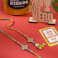 NVR Set of 2 Multicolor Artificial Stones & Beads Floral Bhaiya Bhabhi Rakhi Combo | Swadesiicart