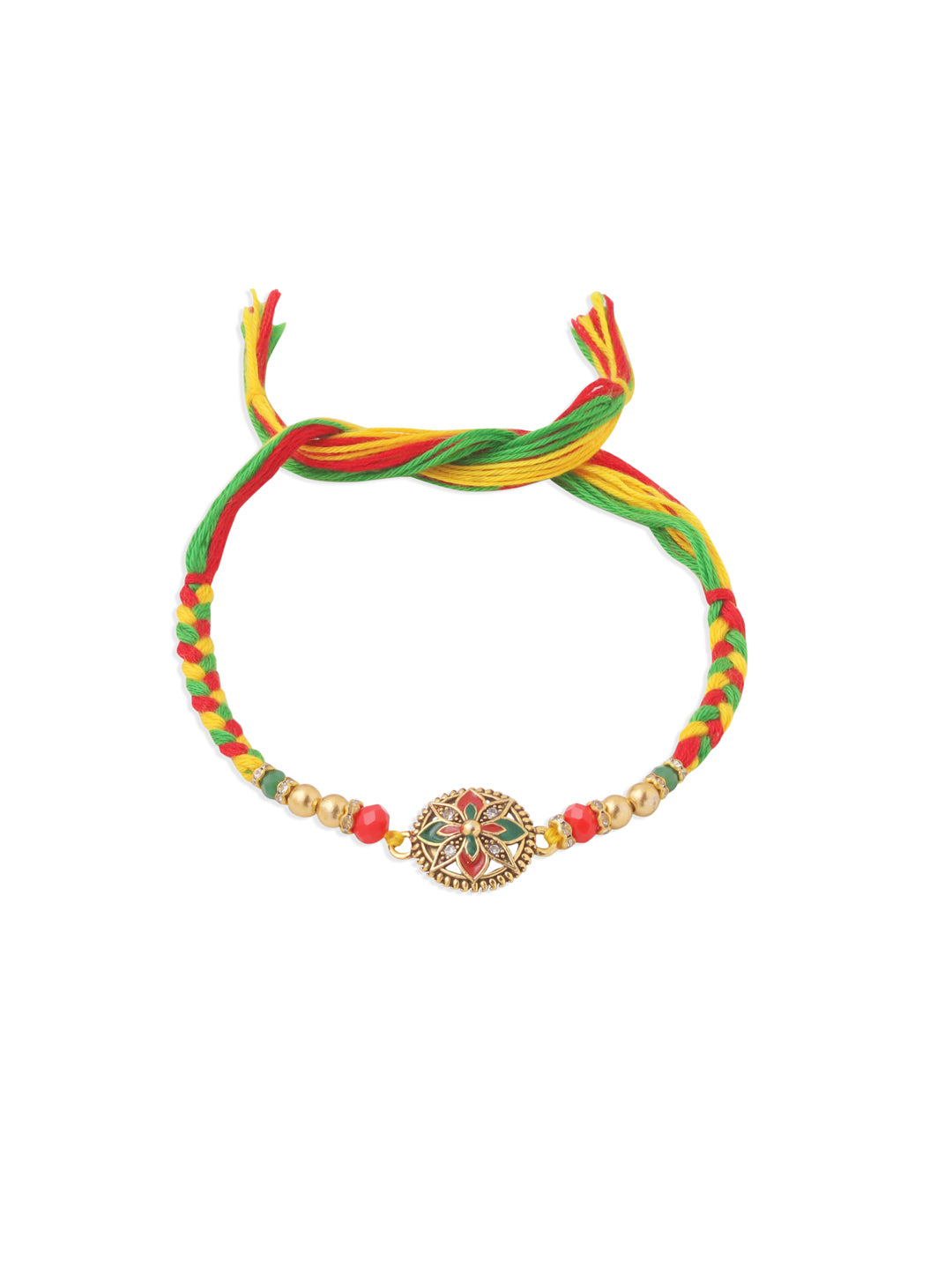 NVR Men Set of 2 Multicolor Floral Design Artificial Stones Thread Rakhi Combo | Swadesiicart