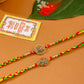NVR Men Set of 2 Multicolor Floral Design Artificial Stones Thread Rakhi with Roli Chawal Chandan & Mishri | Swadesiicart