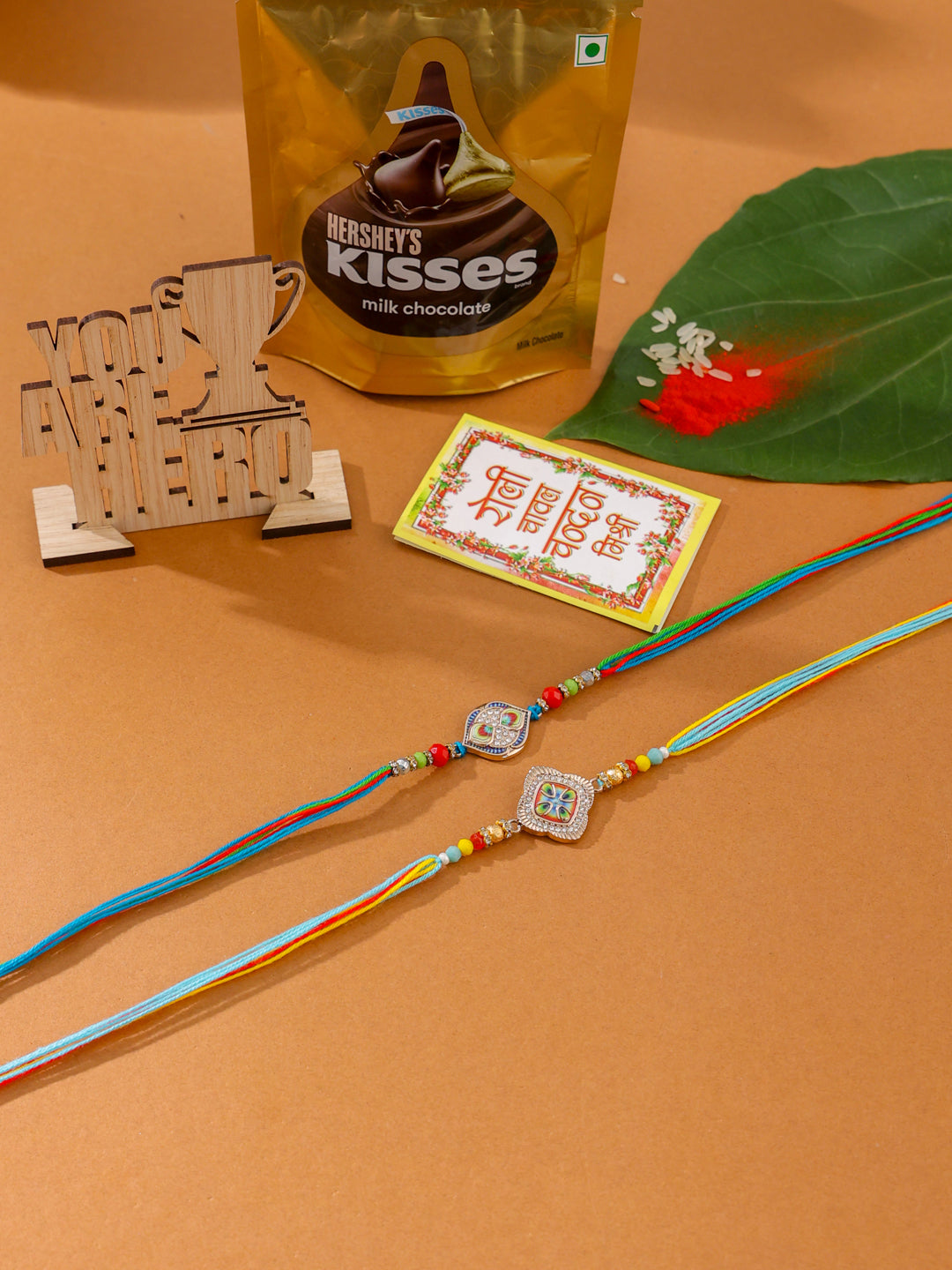 NVR Men Set of 2 Multicolor Artificial Stones Thread Rakhi, Combo for Rakshabandhan | Swadesiicart