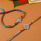 NVR Men Set of 2 Multicolor Artificial Stones Thread Rakhi with Roli Chawal Chandan & Mishri - Swadesiicart