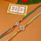 NVR Men Set of 2 Multicolor Artificial Stones Thread Rakhi with Roli Chawal Chandan & Mishri - Swadesiicart