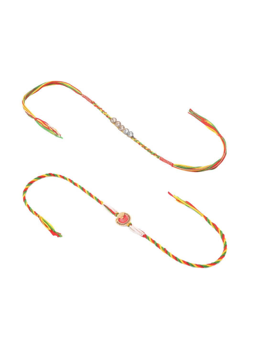 NVR Men Set of 2 Religious Designer Multicolor Artificial Stones Thread Rakhi Combo | Swadesiicart