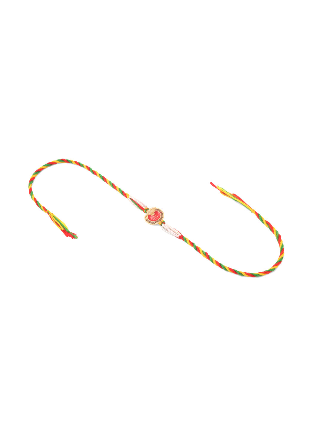 NVR Men Set of 2 Religious Designer Multicolor Artificial Stones Thread Rakhi with Roli Chawal Chandan & Mishri - Swadesiicart