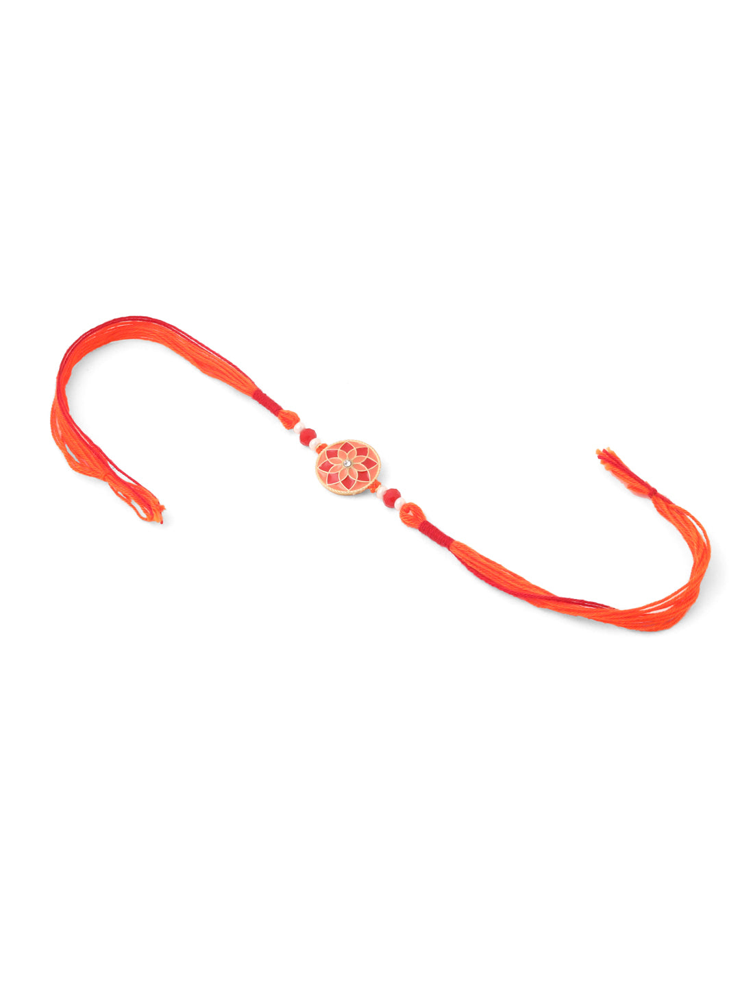 NVR Men Set of 3 Floral Design Multicolor Artificial Beads Thread Rakhi with Roli Chawal Chandan & Mishri - Swadesiicart