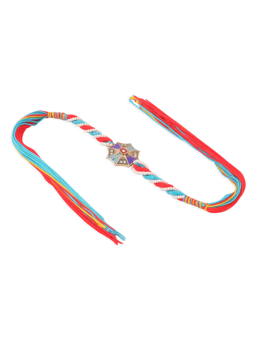 NVR Men Floral Design Multicolor Artificial Stones & Pearls Thread Rakhi Combo | Swadesiicart