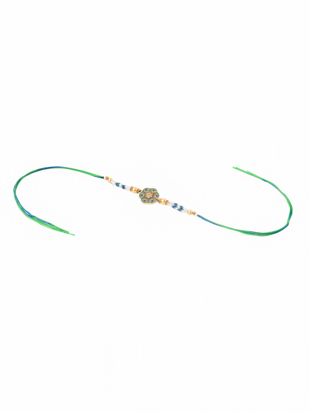 NVR Men Peacock Design Multicolor Artificial Stones & Pearls Thread Rakhi Combo | Swadesiicart