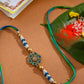 NVR Men Peacock Design Multicolor Artificial Stones & Pearls Thread Rakhi with Roli Chawal Chandan & Mishri | Swadesiicart