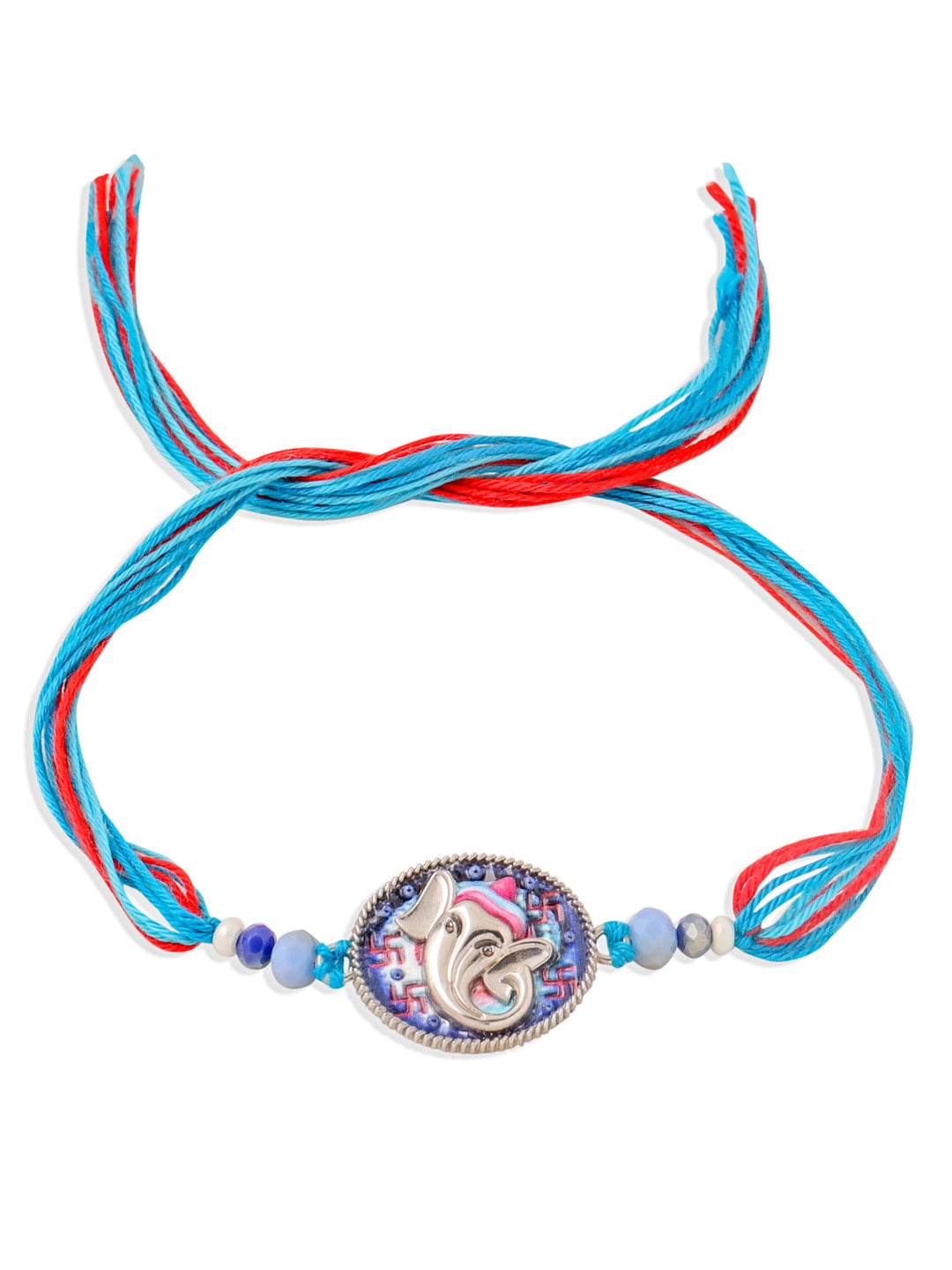 NVR Men Red & Blue Ganesh Ji Thread Rakhi, Combo for Rakshabandhan | Swadesiicart