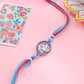 NVR Men Red & Blue Ganesh Ji Thread Rakhi with Roli Chawal Chandan & Mishri - Swadesiicart