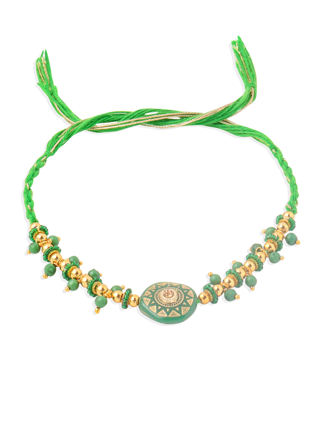 NVR Men Green Artificial Beads Round Shape Thread Rakhi, Combo for Rakshabandhan | Swadesiicart