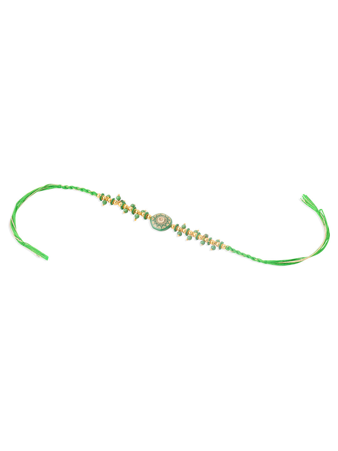 NVR Men Green Artificial Beads Round Shape Thread Rakhi, Combo for Rakshabandhan | Swadesiicart