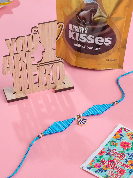 NVR Men Blue Pearls Unique Design Thread Rakhi, Combo for Rakshabandhan | Swadesiicart