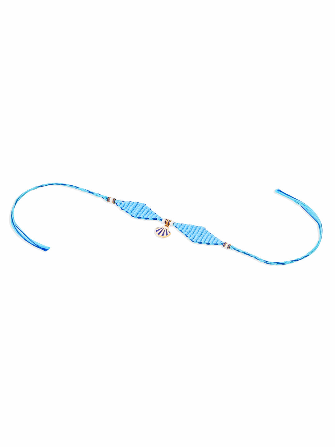 NVR Men Blue Pearls Unique Design Thread Rakhi with Roli Chawal Chandan & Mishri - Swadesiicart