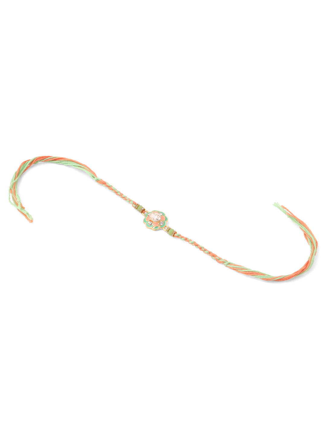 NVR Men Set of 3 Floral Design Multicolor Artificial Stones & Pearls Thread Rakhi Combo | Swadesiicart
