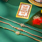 NVR Men Set of 3 Floral Design Multicolor Artificial Stones & Pearls Thread Rakhi with Roli Chawal Chandan & Mishri | Swadesiicart