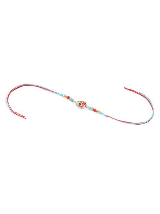 NVR Men Red & Blue Artificial Stones and Beads Om Thread Rakhi Combo | Swadesiicart