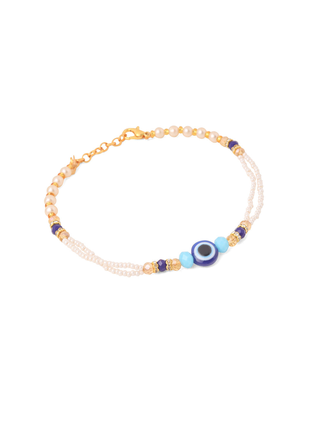 NVR Set of 2 Blue Evil Eye Artificial Stones & Beads Bhaiya Bhabhi Rakhi Combo | Swadesiicart