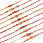 NVR Men Set of 10 Floral Design Red Artificial Stones and Beads Thread Rakhi Combo | Swadesiicart