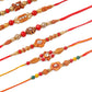 NVR Men Set of 10 Floral Design Red Artificial Stones and Beads Thread Rakhi Combo | Swadesiicart
