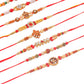 NVR Men Set of 10 Red Artificial Stones and Beads Rudraksh Thread Rakhi with Roli Chawal Chandan & Mishri - Swadesiicart