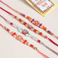 NVR Men Set of 4 Floral Design Multicolor Artificial Stones and Beads Thread Rakhi with Roli Chawal Chandan & Mishri - Swadesiicart