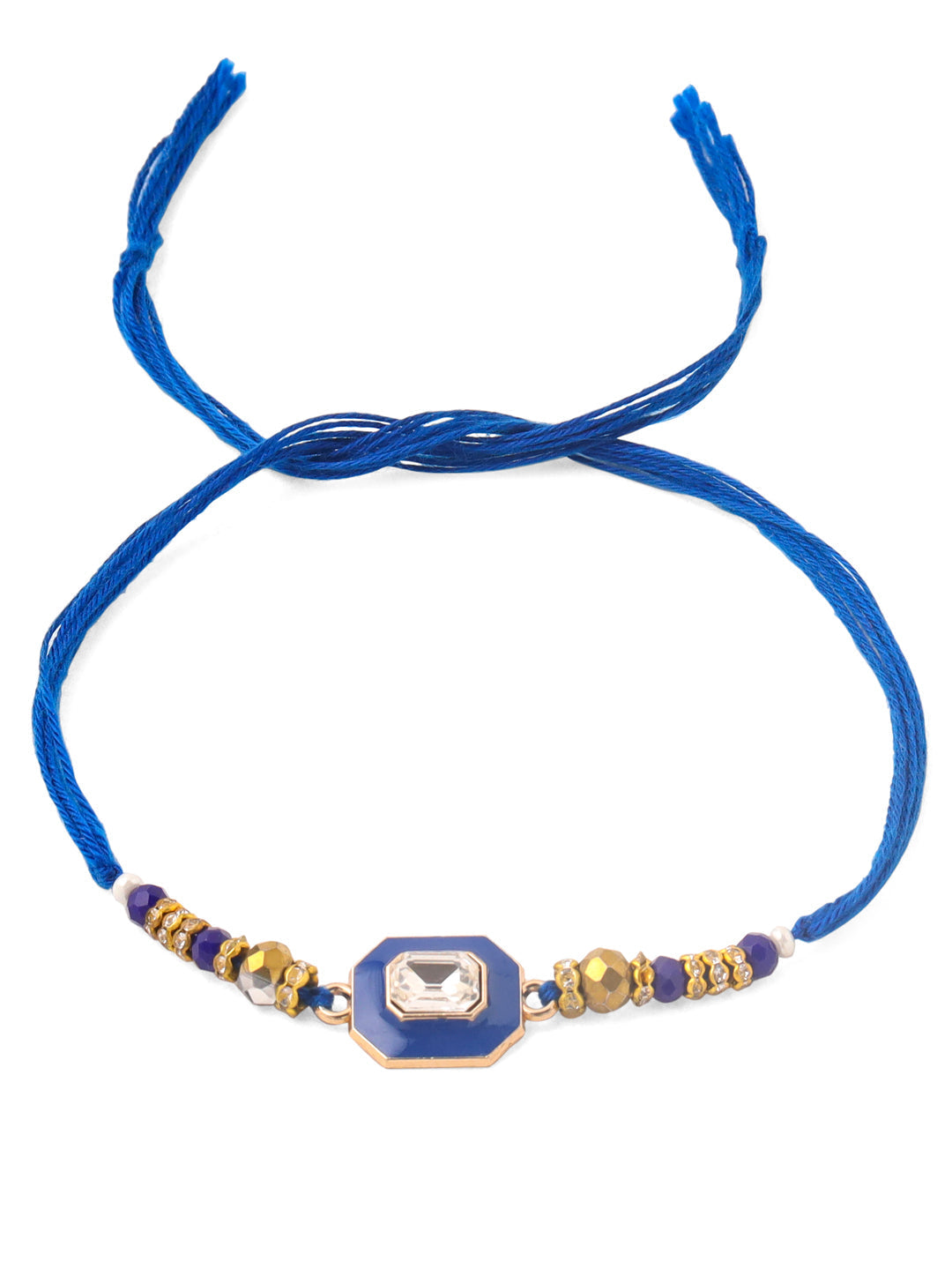 NVR Men Blue Artificial Stones Handmade Thread Rakhi, Combo for Rakshabandhan | Swadesiicart