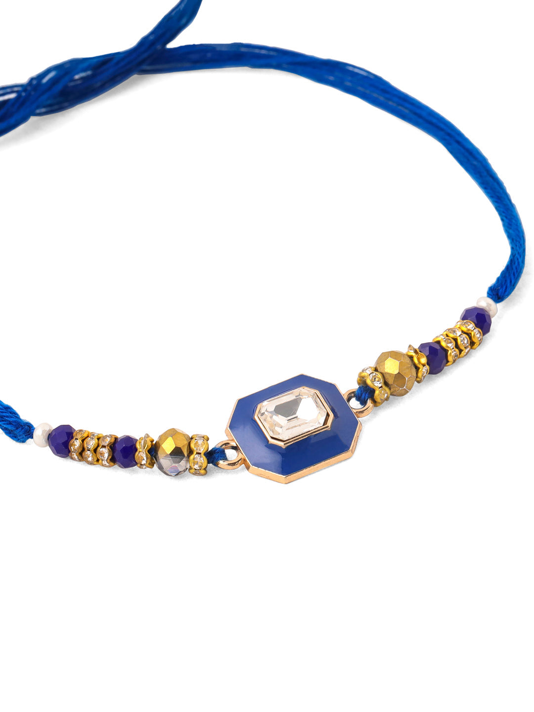 NVR Men Blue Artificial Stones Handmade Thread Rakhi, Combo for Rakshabandhan | Swadesiicart