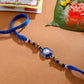NVR Men Blue Artificial Stones Handmade Thread Rakhi with Roli Chawal Chandan & Mishri - Swadesiicart