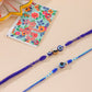 NVR Men Set of 2 Blue Evil Eye Artificial Beads Thread Rakhi with Roli Chawal Chandan & Mishri - Swadesiicart