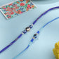 NVR Men Set of 2 Blue Evil Eye Artificial Beads Thread Rakhi with Roli Chawal Chandan & Mishri - Swadesiicart