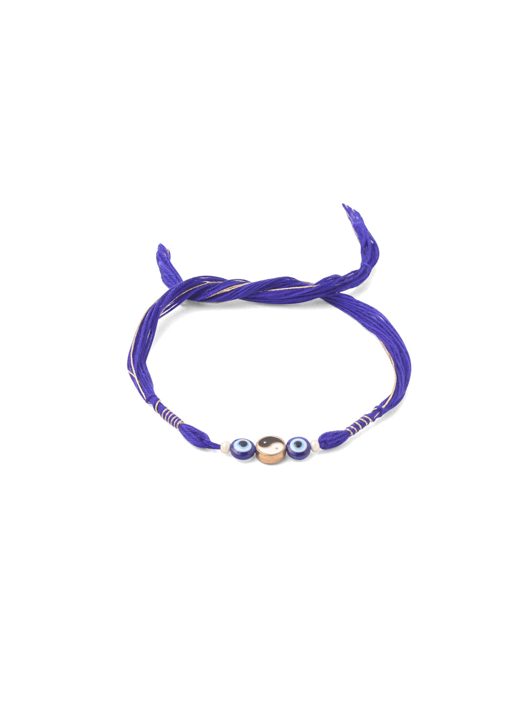 NVR Men Set of 2 Blue Evil Eye Artificial Beads Thread Rakhi with Roli Chawal Chandan & Mishri - Swadesiicart