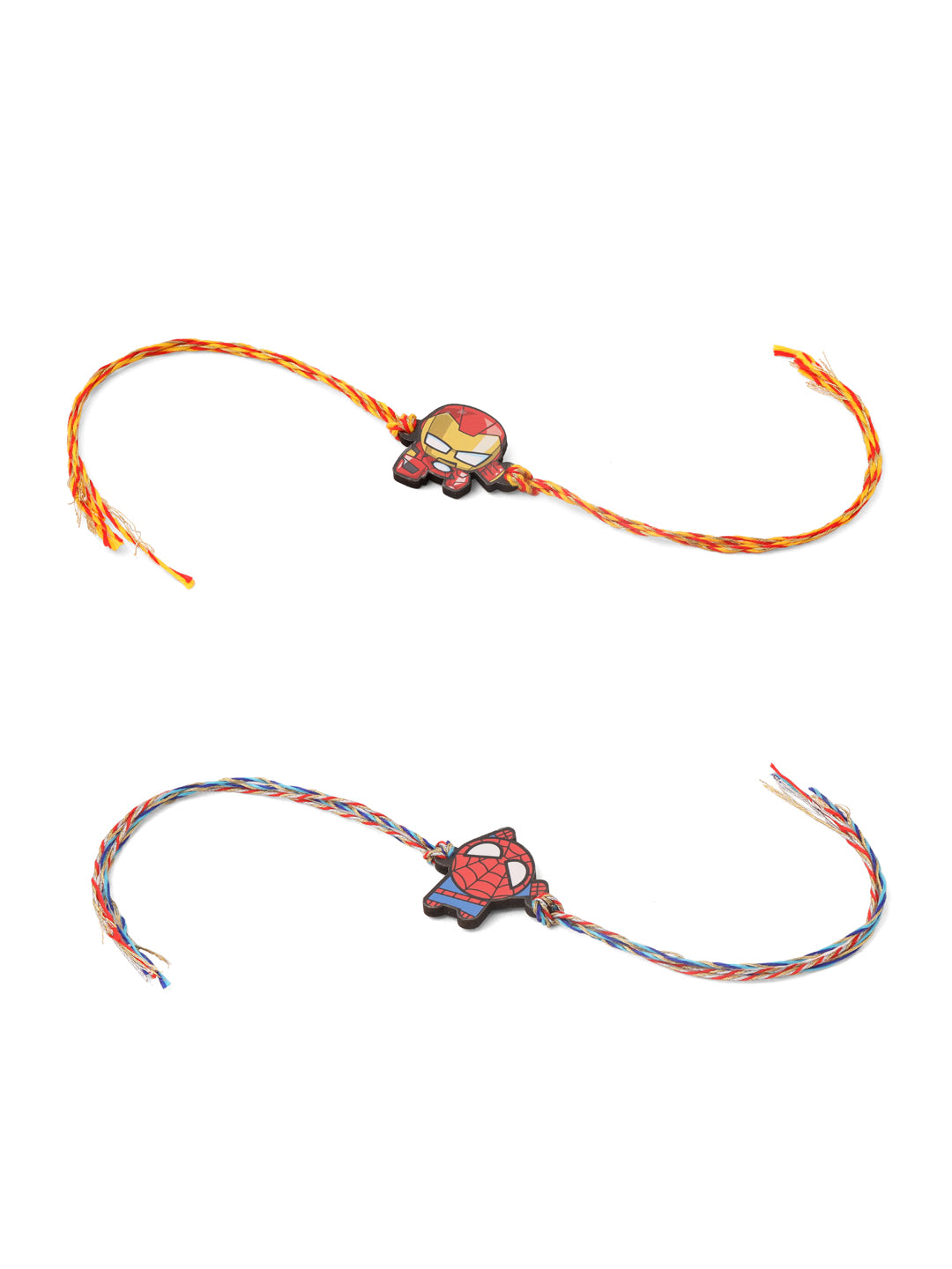 NVR Kids Set of 2 Cute Cartoon Superhero Thread Rakhi with Roli Chawal Chandan & Mishri - Swadesiicart