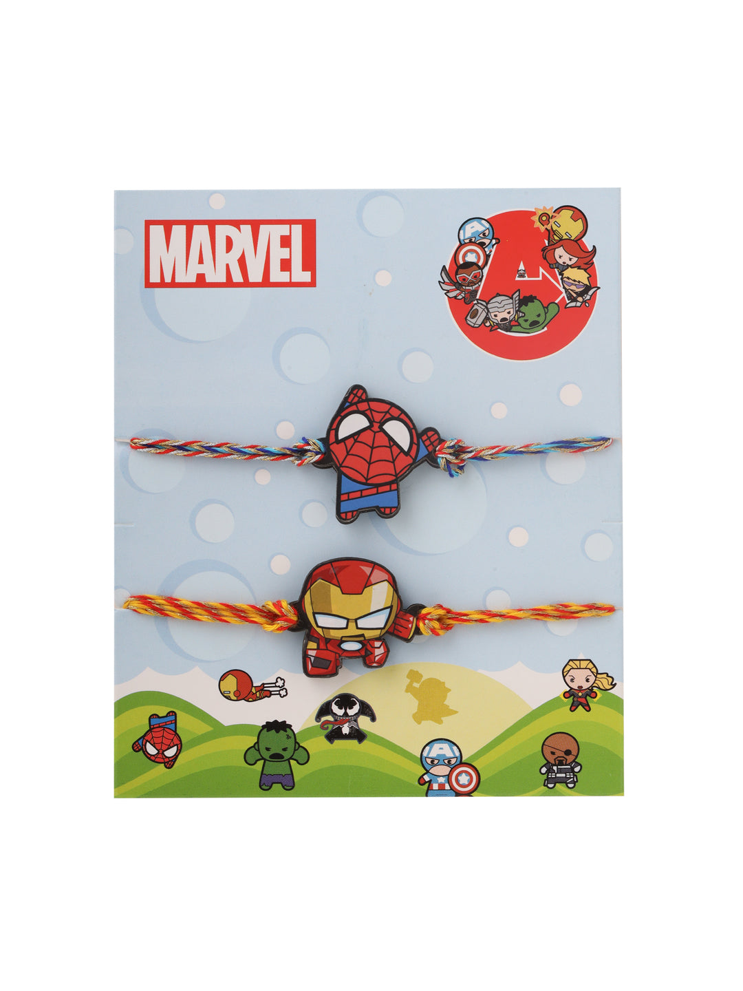 NVR Kids Set of 2 Cute Cartoon Superhero Thread Rakhi with Roli Chawal Chandan & Mishri - Swadesiicart