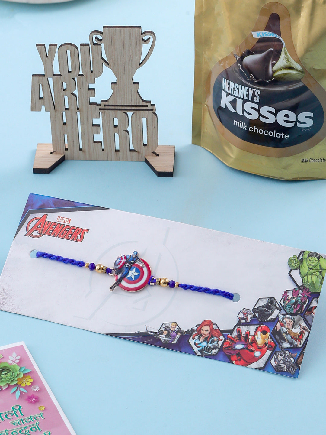 NVR Kids Superhero Blue Artificial Beads Thread Rakhi, Combo for Rakshabandhan | Swadesiicart