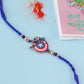 NVR Kids Superhero Blue Artificial Beads Thread Rakhi with Roli Chawal Chandan & Mishri | Swadesiicart