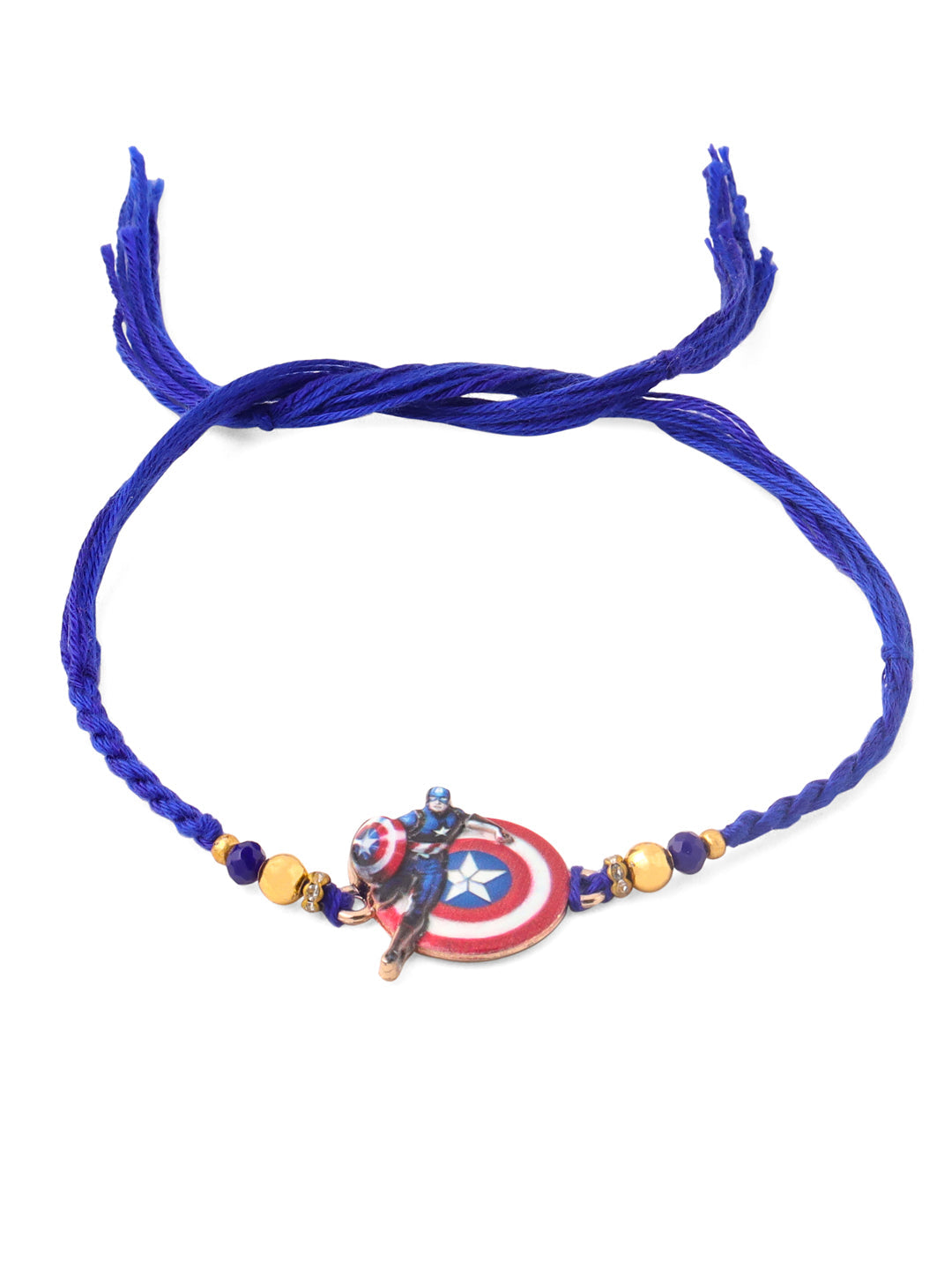 NVR Kids Superhero Blue Artificial Beads Thread Rakhi with Roli Chawal Chandan & Mishri | Swadesiicart