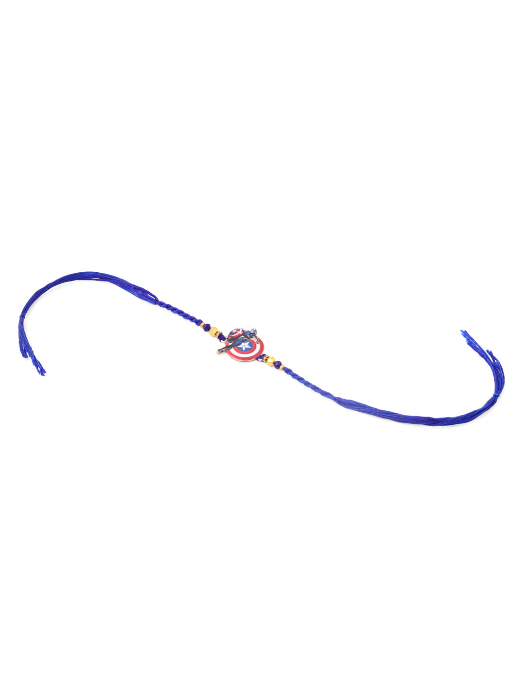 NVR Kids Superhero Blue Artificial Beads Thread Rakhi with Roli Chawal Chandan & Mishri | Swadesiicart