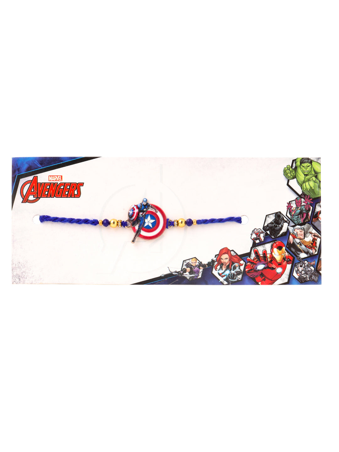 NVR Kids Superhero Blue Artificial Beads Thread Rakhi with Roli Chawal Chandan & Mishri | Swadesiicart