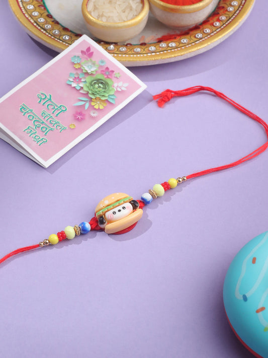NVR Kids Cartoon Character Multicolor Artificial Beads Rakhi with Roli Chawal Chandan & Mishri | Swadesiicart
